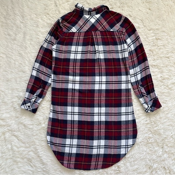 Rails Dress Nadine Button Down Long Sleeve Mini Plaid Red Navy White S - Picture 5 of 12